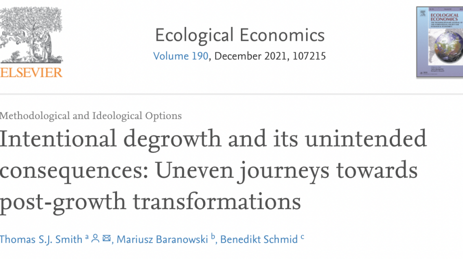 Publikacja w Ecological Economics - dr Mariusz Baranowski