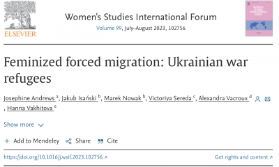 Jakub Isański, Marek Nowak i in.: Feminized forced migration: Ukrainian war refugees